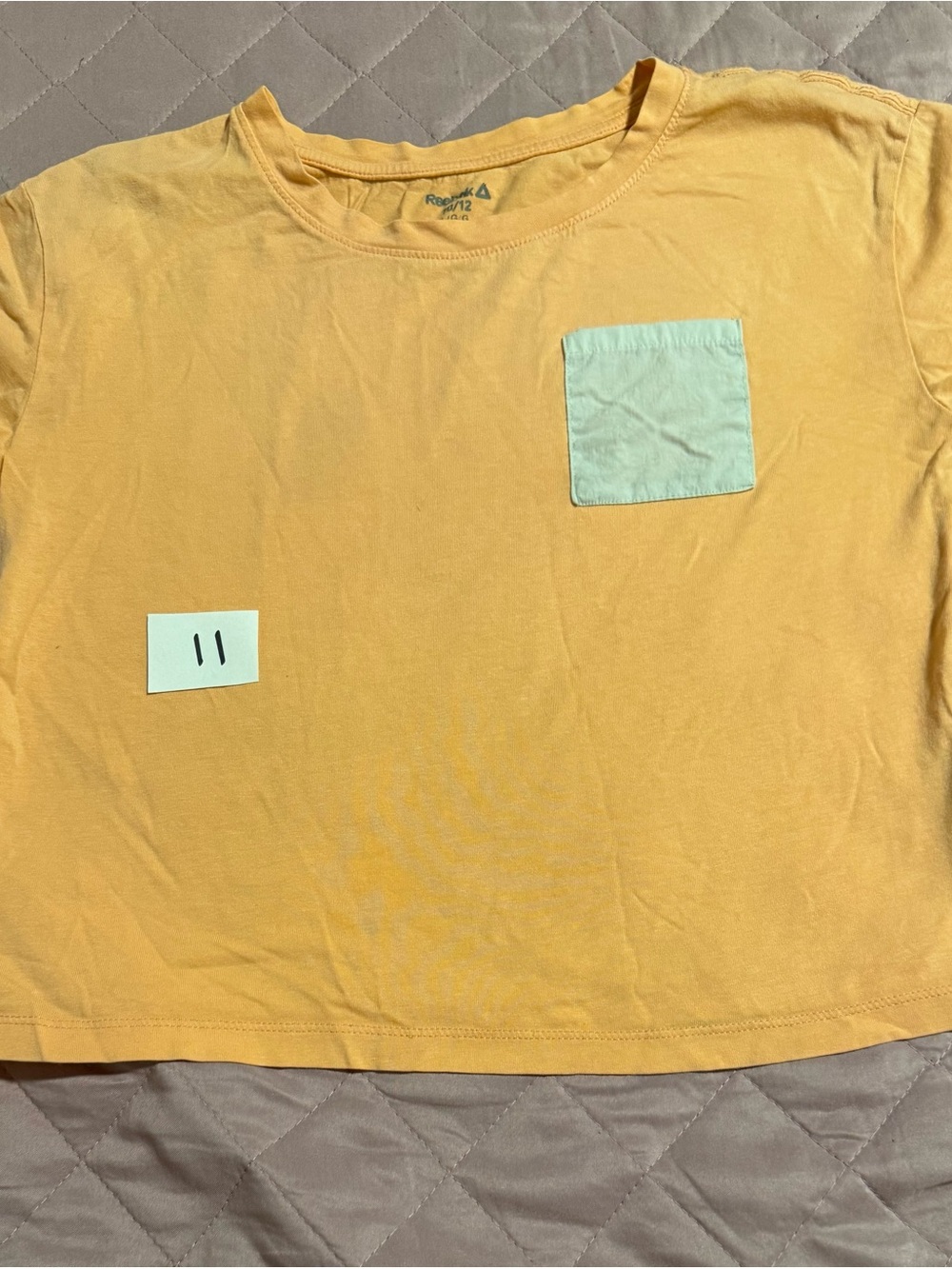 Reebok Men’s Short Sleeve Tee in Mustard Yellow with Light Mint Pocket